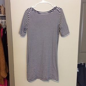 Navy and Cream Striped Boat Dress